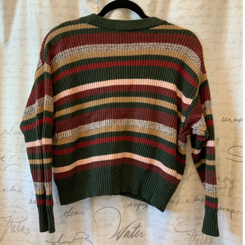 Marine Layer Oh Hey Cardigan Sweater M Cropped Chevron Striped Textured Knit - Picture 3 of 4